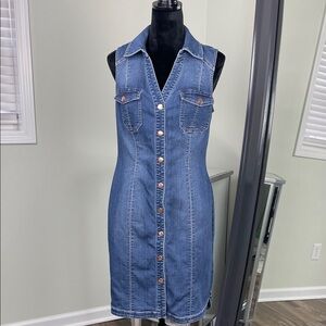 INC International Concepts Sleeveless Denim Button-Front Dress Ladies Size 8